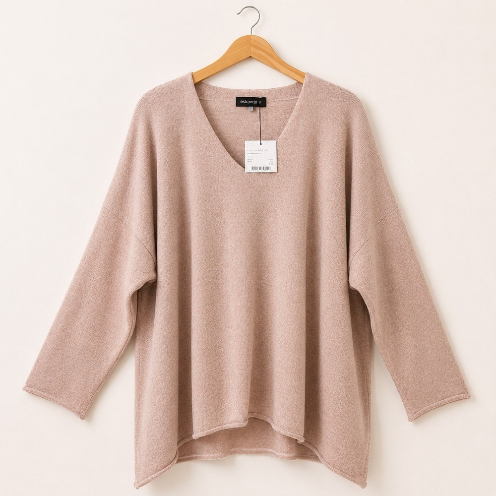 eskandar Quiet Luxury Cashmere Sweater Women Size 1 V Neck A Line Minimalist